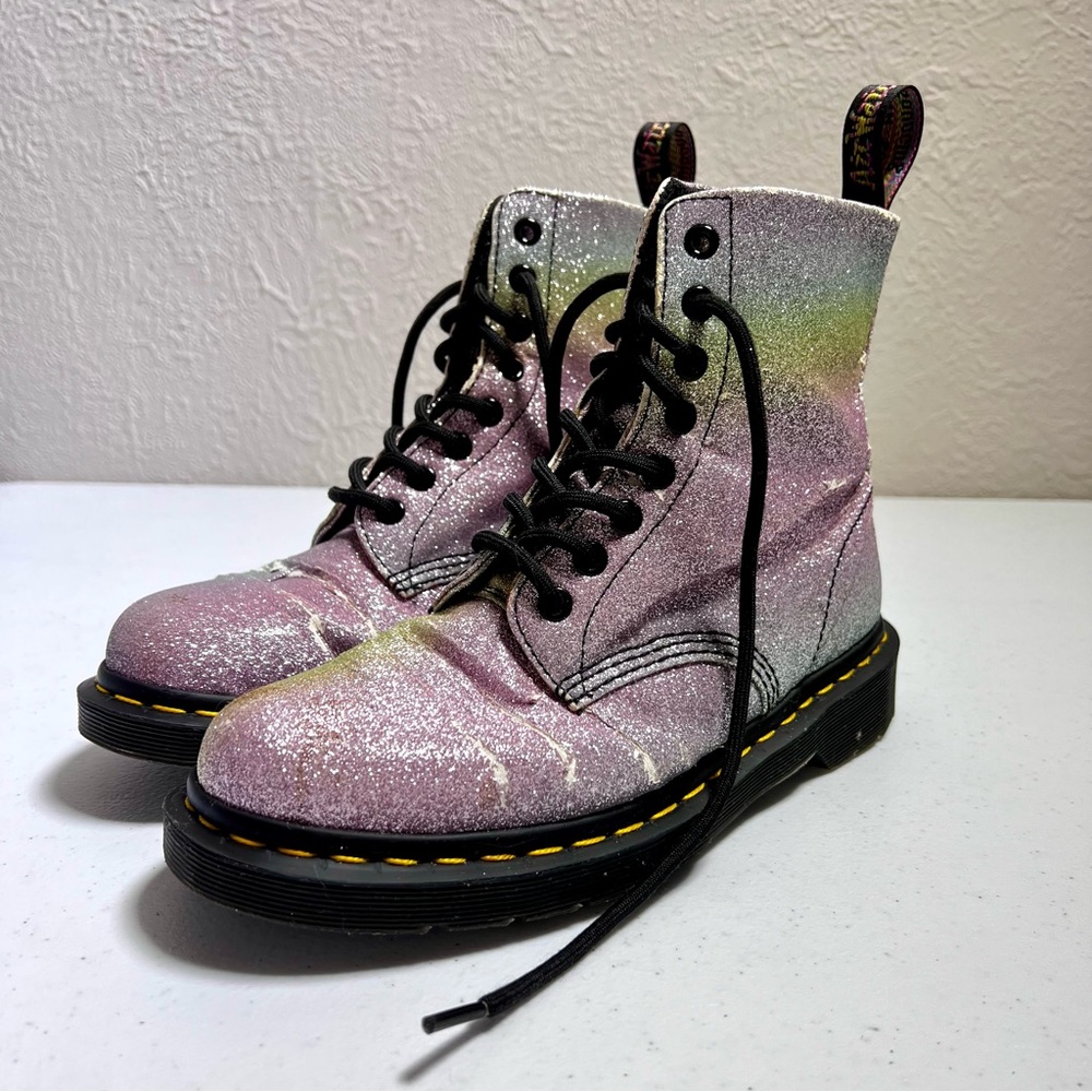 Doc Martens Pascal Rainbow Glitter Combat Boots S… - image 2